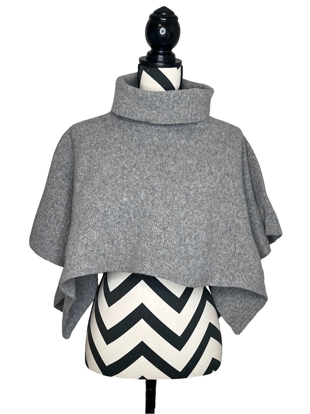 Eileen Fisher Wool Minimalist Short-Sleeve Turtleneck Crop Poncho Sweater Sz M/L